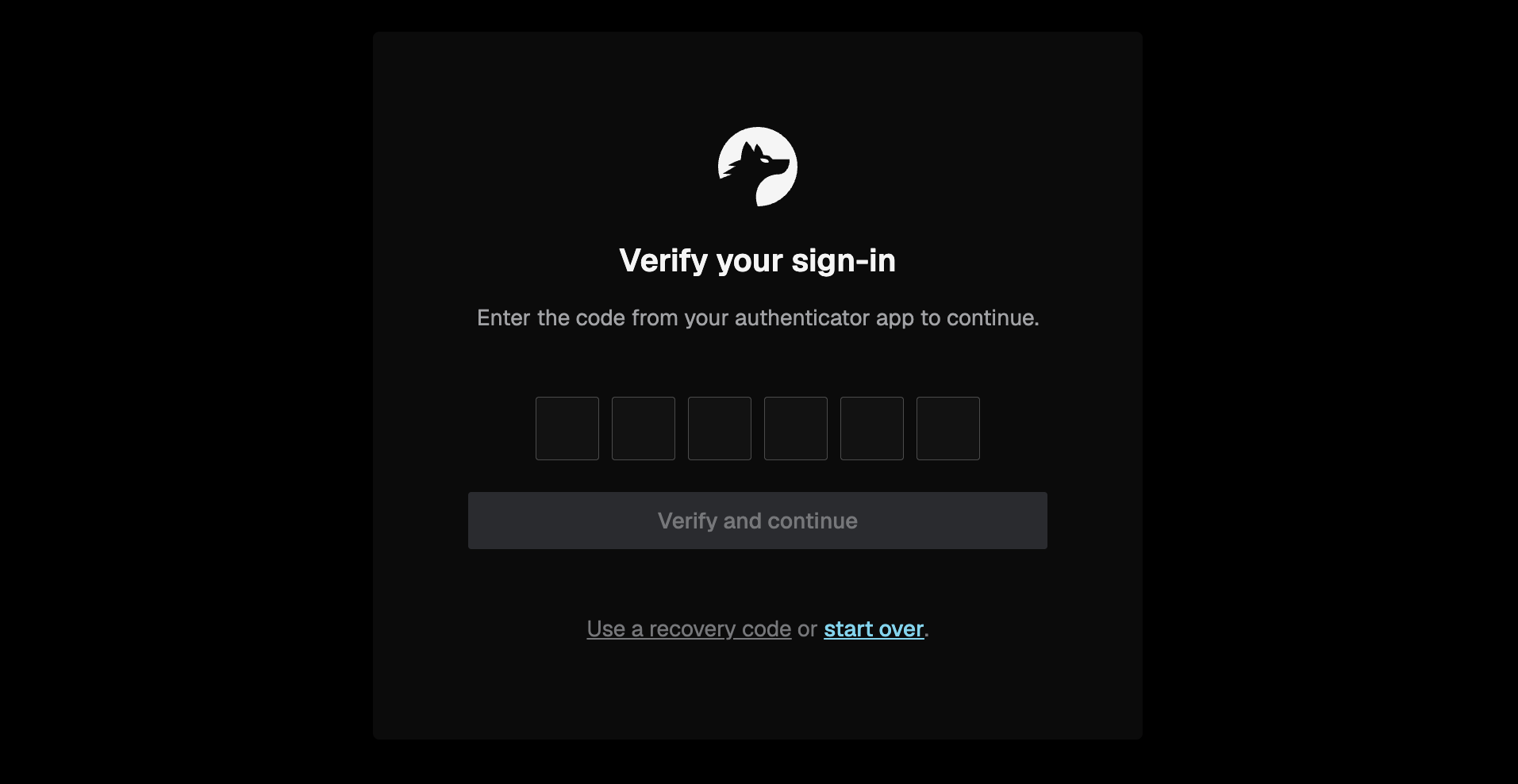 2FA verification screen when signing in to the Tenklo dashboard