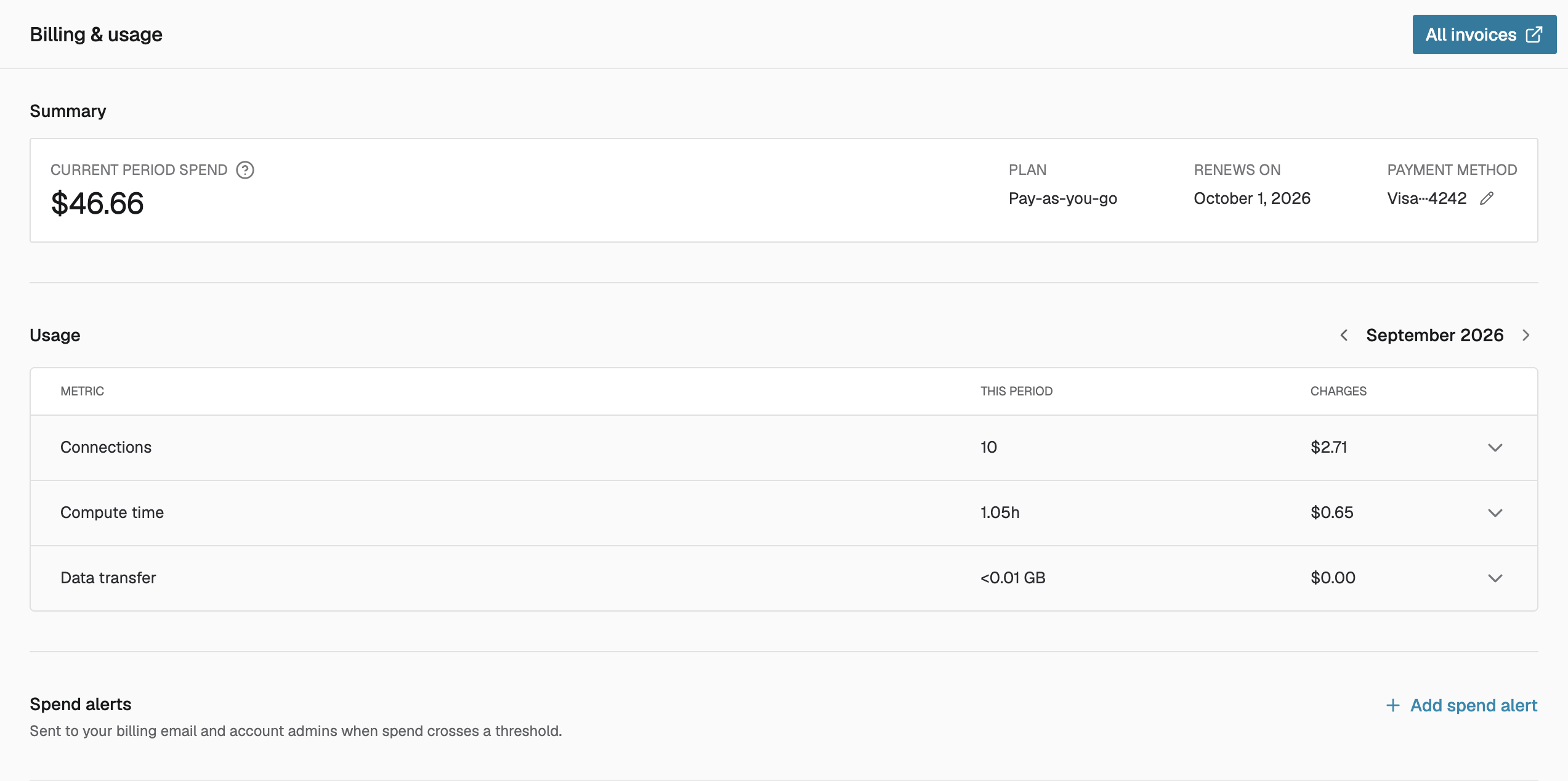 New billing page